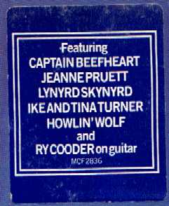 captain beefheart - guest appearance - various
              artists 'blue collar' soundtrack - lp sticker