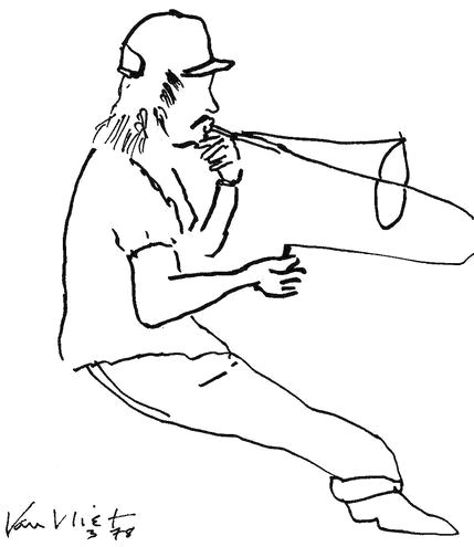 captain beefheart / don van vliet - drawing - 'fossil' (bruce fowler) march 1978 - notes 'ants can count' cd 1990